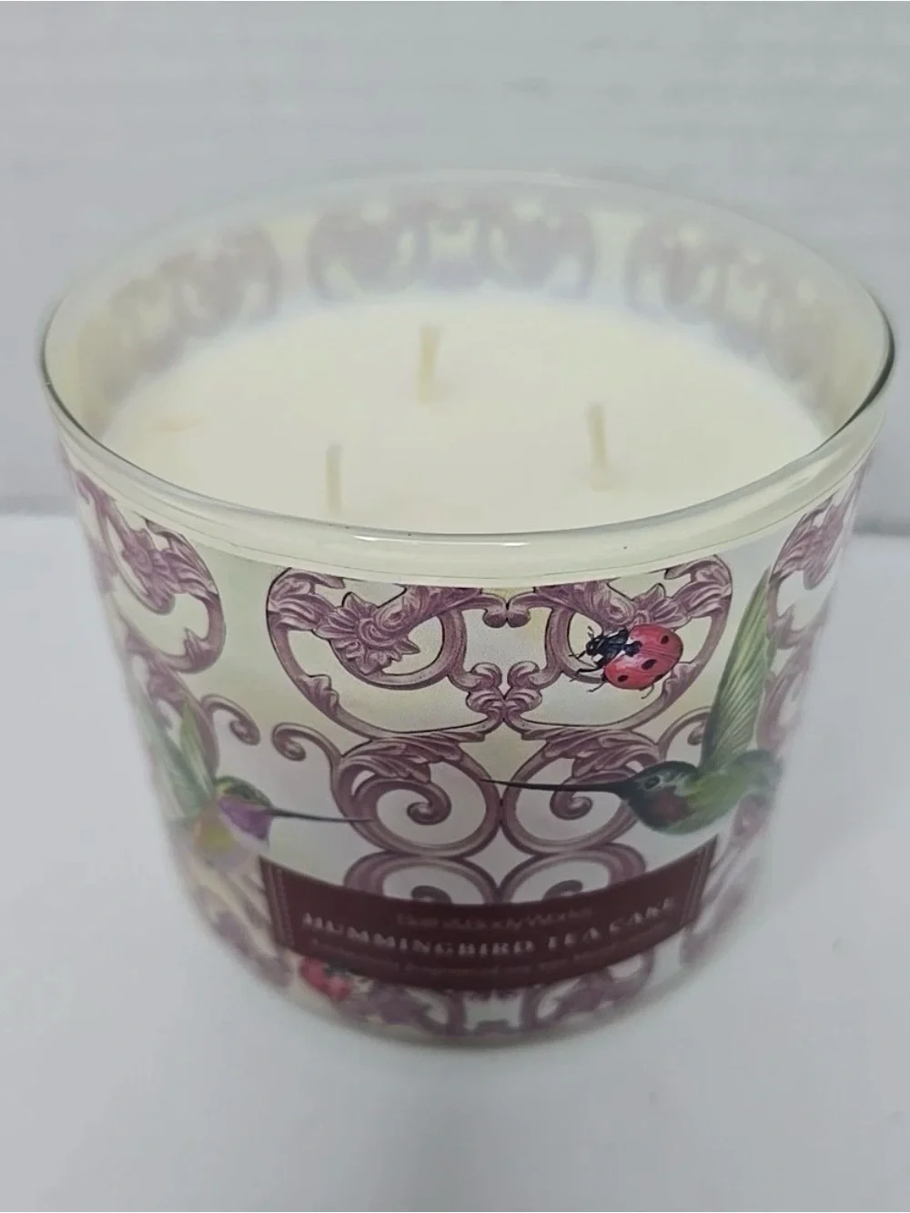 Bath & Body Works Hummingbird Tea Cake 3 Wick Candle With Gold Decorative Lid - Picture 3 of 5